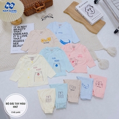 Bộ dài sơ sinh HN KIDS petit cúc chéo màu HN7