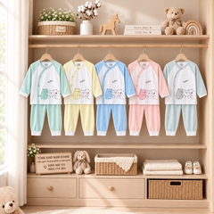 Bộ dài sơ sinh thun lạnh VTKids cài lệch VTBD30