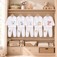 Bộ dài sơ sinh thun lạnh VTKids cài lệch VTBD29