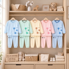 Bộ dài sơ sinh thun lạnh VTKids cài lệch VTBD21