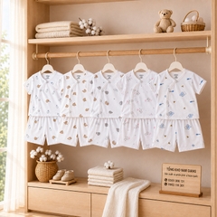 Bộ cộc sơ sinh thun lạnh VTKids cài chéo VTBC13