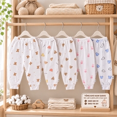 Quần dài sơ sinh thun lạnh VTKids đáp đũng VTQD1