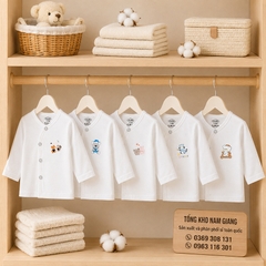 Áo dài sơ sinh thun lạnh VTKids cài lệch VTAD5