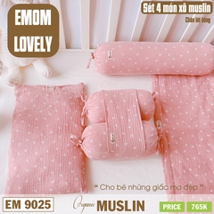 Sét 4 món xô muslin EMOM LOVELY (chăn 4 lớp lót bông)