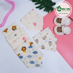 Yếm bấm tam giác xô muslin Emom (Sét 5C)