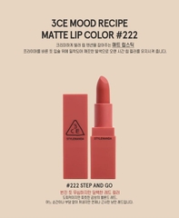 Son 3CE Mood Recipe Matte Lip #222 Step And Go