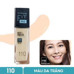 Kem Nền Mịn Nhẹ Kiềm Dầu Chống Nắng Fit Me Maybelline Matte Poreless Foundation 30ml #110