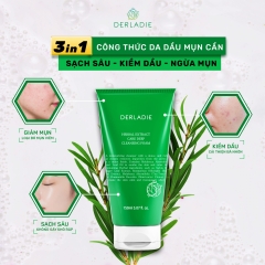 Sữa Rửa Mặt Derladie Tràm Trà Sạch Sâu Kiềm Dầu Herbal Extract Care Deep Cleansing Foam 150ml