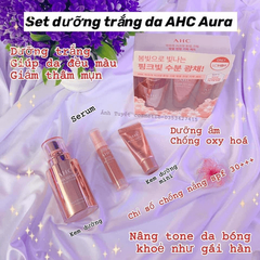 Set Kem Dưỡng Trắng 3 Món AHC Aura Secret Tone Up Cream Cherry Blossom Limited Edition Set