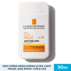 Kem Chống Nắng Không Nhờn Rít Cho Da Thường & Da Khô Nhạy Cảm La Roche-Posay Anthelios Ultra Light Travel Size SPF50+ UVB & UVA 30ml
