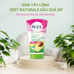 [Tặng Kèm Mút] Kem Tẩy Lông Veet Naturals Cho Da Nhạy Cảm Hương Bơ 150Gr