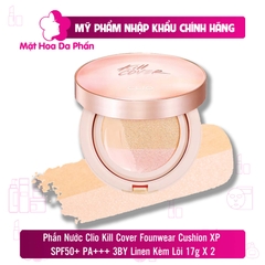 Phấn Nước CLIO Kill Cover Pink Glow Cream Cushion SPF40 PA++ 3BY Linen(Kèm Lõi Thay Thế 17g X 2)