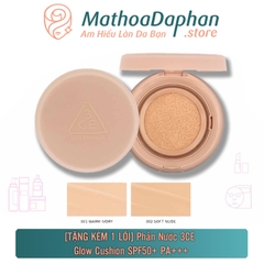 [TẶNG KÈM 1 LÕI]Phấn Nước 3CE Glow Cushion SPF50+ PA+++ #001 Warm Ivory