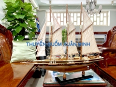 Mô Hình Thuyền Buồm Gỗ Phong Thuỷ - Du Thuyền Đua Atlantic | Thân 80cm