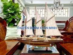 Mô Hình Thuyền Buồm Gỗ Phong Thuỷ - Du Thuyền Đua Atlantic | Thân 80cm
