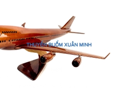 Mô Hình Máy Bay Gỗ BOEING B747 Trang Trí Bàn Làm Việc - Gỗ Tràm tự nhiên - Size Lớn - Dài 45cm