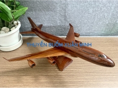 Mô Hình Máy Bay Gỗ BOEING B747 Trang Trí Bàn Làm Việc - Gỗ Tràm tự nhiên - Size Lớn - Dài 45cm