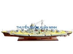 Mô Hình Tàu Chiến Hạm Gỗ KMS BISMARCK (Sơn Màu) | Gỗ Tự Nhiên | Thân 100cm