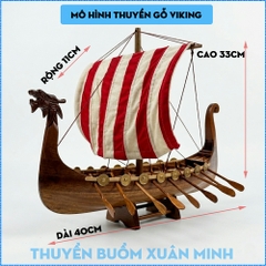 Mô Hình Thuyền Cổ Viking -  Gỗ Tự Nhiên - Dài 40cm