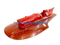 Mô Hình Tàu Cano Đua Sang Trọng Ferrari Arno XI Hydroplane | Gỗ Tự Nhiên | Thân 78cm (Sơn Đỏ)