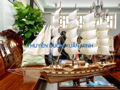 Mô Hình Thuyền Gỗ Phong Thuỷ France 2 Loại Tiêu Chuẩn | Gỗ Xoan Đào | Thân 80cm