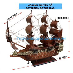 [Buồm Gỗ] Mô Hình Thuyền Chiến Hạm Hoàng Gia Sovereign Of The Seas - Thuyền chiến cổ nước Anh - chuẩn Xuất Khẩu - Gỗ Căm Xe - Dài 48cm