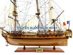 Mô Hình Thuyền Chiến Hạm Hoàng Gia Hermione (Tàu Cổ Chiến Hạm Pháp) | Hàng Xuất Khẩu - Gỗ Căm Xe | Thân 80cm
