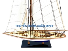 Mô Hình Du Thuyền Gỗ Phong Thuỷ Endeavour | Gỗ Tự Nhiên | Thân 50cm (Sơn Trắng-Xanh)