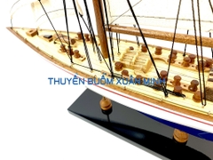 Mô Hình Du Thuyền Gỗ Phong Thuỷ Endeavour | Gỗ Tự Nhiên | Thân 50cm (Sơn Trắng-Xanh)