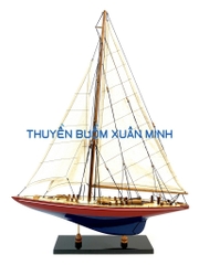 Mô Hình Du Thuyền Gỗ Phong Thuỷ Endeavour | Gỗ Tự Nhiên | Thân 50cm (Sơn Đỏ-Xanh)