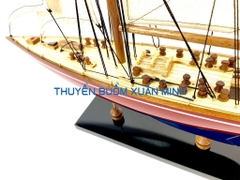 Mô Hình Du Thuyền Gỗ Phong Thuỷ Endeavour | Gỗ Tự Nhiên | Thân 50cm (Sơn Đỏ-Xanh)