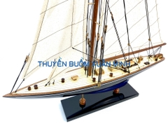 Mô Hình Du Thuyền Gỗ Phong Thuỷ Shamrock | Gỗ Tự Nhiên | Thân 50cm (Sơn Đen-Xanh)