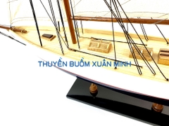 Mô Hình Du Thuyền Gỗ Phong Thuỷ Penduick | Gỗ Tự Nhiên | Thân 50cm (Sơn Trắng-Xanh)