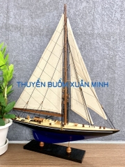 Mô Hình Du Thuyền Gỗ Phong Thuỷ Shamrock | Gỗ Tự Nhiên | Thân 50cm (Sơn Đen-Xanh)