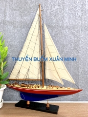 Mô Hình Du Thuyền Gỗ Phong Thuỷ Endeavour | Gỗ Tự Nhiên | Thân 50cm (Sơn Đỏ-Xanh)