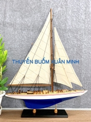 Mô Hình Du Thuyền Gỗ Phong Thuỷ Endeavour | Gỗ Tự Nhiên | Thân 50cm (Sơn Trắng-Xanh)