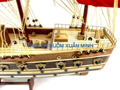 Mô Hình Thuyền Buồm Gỗ Phong Thuỷ Jylland (Tàu Chiến Cổ Đan Mạch) | Loại Tiêu Chuẩn - Gỗ Xoan Đào | Thân 60cm (Buồm Vải Đỏ)