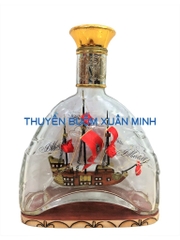 Mô Hình Thuyền Gỗ Trong Chai Rượu MARTELL X.O - A4