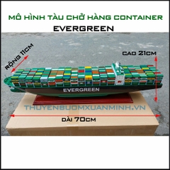 Mô Hình Tàu Chở Hàng Tàu Container EVERGREEN - Gỗ Tự Nhiên - Dài 70cm - Chuẩn xuất khẩu