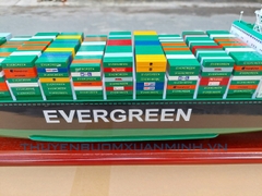 Mô Hình Tàu Chở Hàng Tàu Container EVERGREEN - Gỗ Tự Nhiên - Dài 70cm - Chuẩn xuất khẩu