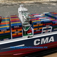 Mô Hình Tàu Chở Hàng Tàu Container CMA CGM - Gỗ Tự Nhiên - Dài 70cm - Chuẩn xuất khẩu