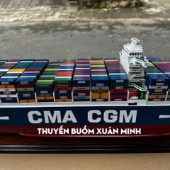 Mô Hình Tàu Chở Hàng Tàu Container CMA CGM - Gỗ Tự Nhiên - Dài 100cm - Chuẩn xuất khẩu
