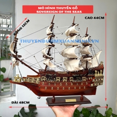 Mô Hình Thuyền Chiến Hạm Hoàng Gia Sovereign Of The Seas - Thuyền chiến cổ nước Anh - chuẩn Xuất Khẩu - Gỗ Căm Xe - Dài 48cm