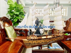 Mô Hình Thuyền Buồm Gỗ Phong Thuỷ Napoleon (Tàu Chiến Cổ Pháp) | Loại Tiêu Chuẩn - Gỗ Xoan Đào | Thân 80cm