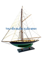 Mô Hình Du Thuyền Gỗ Phong Thuỷ Penduick | Gỗ Tự Nhiên | Thân 50cm (Sơn Đen-Xanh)