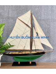 Mô Hình Du Thuyền Gỗ Phong Thuỷ Penduick | Gỗ Tự Nhiên | Thân 50cm (Sơn Đen-Xanh)