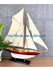 Mô Hình Du Thuyền Gỗ Phong Thuỷ Penduick | Gỗ Tự Nhiên | Thân 50cm (Sơn Gỗ-Trắng)