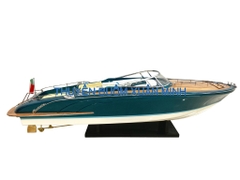 Mô Hình Tàu Cano Đua Sang Trọng Riva Rama | Gỗ Tự Nhiên | Thân 70cm (Sơn Xanh)