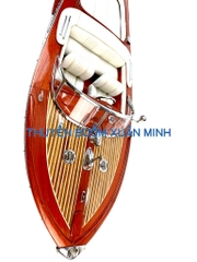 Mô Hình Tàu Cano Đua Sang Trọng Riva Aquarama | Gỗ Tự Nhiên | Thân 53cm (Sofa Trắng)