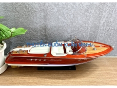 Mô Hình Tàu Cano Đua Sang Trọng Riva Aquarama | Gỗ Tự Nhiên | Thân 53cm (Sofa Trắng)